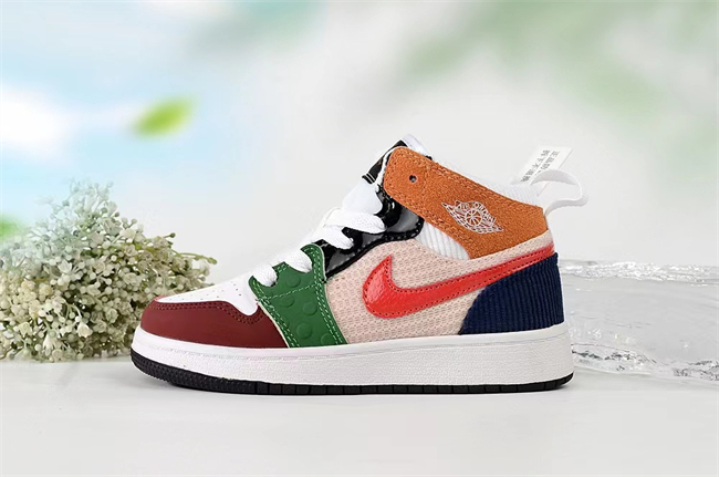 Youth Running Weapon Air Jordan 1 White/Green/Black/Red Shoes 0127